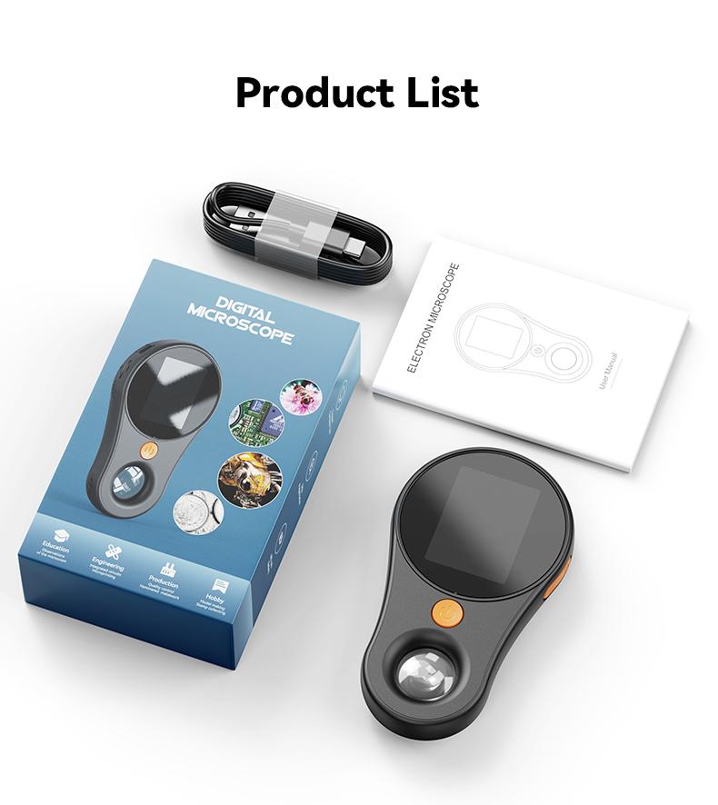 Portable Handheld Digital Microscope 400X Magnification 2MP HD Camera with Built-in Screen, USB Rechargeable Pocket Microscope for Electronic Repair, Soldering, Jewelry Inspection