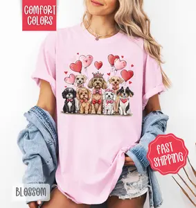 Valentine Dogs Shirt Comfort Colors, Valentine's Day Women's Tee, Cute Women's Tshirt