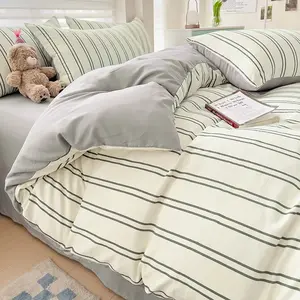 Bohemian Style 2/3 Piece Striped Polyester Print Bed Cover Set, All Seasons Comfort Duvet Cover, Includes 1 Duvet Cover and 1/2 Pillowcases
