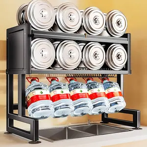 1PC 33INCH Sink Drain Rack - 3-Tier Stainless Steel Dish Rack with Cover & 6 Hooks - Heavy Duty Over Sink Organizer for Tableware, Spices (85CM/33INCH)