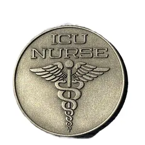 Custom ICU Nurse challenge coin, 40 mm brass. Laser engraved.