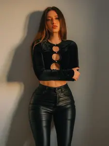 Women's High Waist Elastic Button Fit Shaping Butt Lifting PU Leather Tight Pants, Perfect for, Parties & Nightclubs