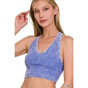 Cropped Racerback Tank Top with Padded Bra