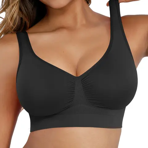 FeelinGirl #Livestream Wireless Bra Women's Seamless Full Coverage Bra Cozy Wide Shoulder Strap Wireless  T-Shirt Bra  Comfortable Womenswear