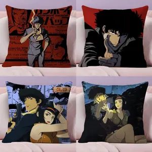 C-Cowboy Bebop Cushion Cover Soft Short Plush Fabric Double-Sided Print Organic Breathable Sofa Pillow Case, Home Machine Washable in Perfect for Home Decor Warm Winter Home Child Gift