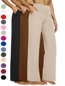 2026 Loose High-Waist Business Casual Pants Yoga Women Wide Leg with Pockets Comfortable Everyday Athletic Sweatpants Knit, Office Ready, Meeting Ready, Work Appropriate, Must Have, Special Occasion, Beach Vacation