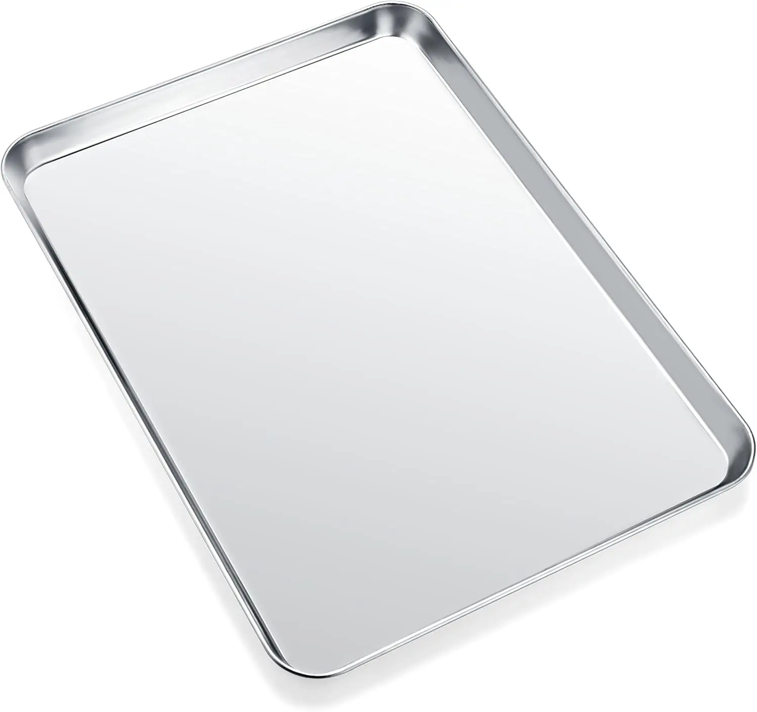Stainless Steel Baking Cookie Sheets Tray - 12.4x10x1in, Durable, Non-Toxic & Healthy, Mirror Finish, Easy Clean, Dishwasher Safe, Ideal for Cinnamon Rolls, Corn Bread, Sticky Buns, Brownies