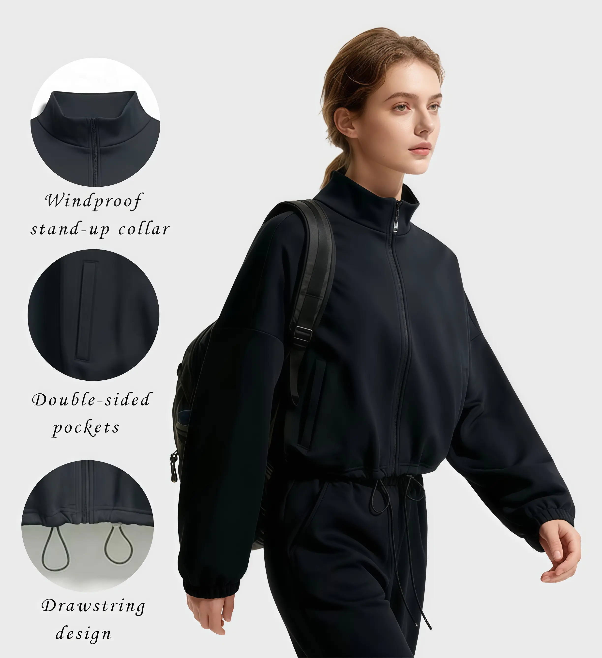 Black Friday & Xmas Special | Women's Warm High Neck Zip Jacket | Viral Fall/WinterSweatshirt  Casual Fleece Womenswear Adjustable Coats Comfy Drawstring Essential Everyday Leggings