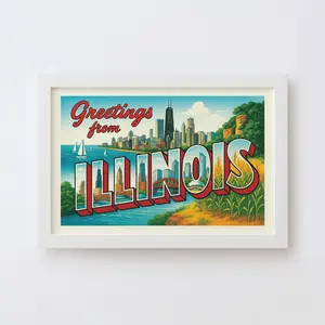 Illinois Postcard Art Print