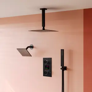 12" High-Pressure 2.5 GPM Rainfall Ceiling Mount Complete Shower System with LCD Display | Smart Temp Flow | Revitalize with Body Jets | Stable Water Temperature | Precision Temperature Control | 15 Spray patterns | Pressure-Balanced | DualJetSpa