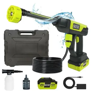 Cordless Portable Pressure Washer, 24V High Power Handheld Cordless Power Cleaner with Foam Bottle, Long Hose & Storage Case, Multi Spray Modes Water Gun for Car Wash, Patio Yard Cleaning, Lawn & Garden Irrigation, Perfect Holiday Gift