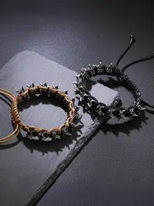 Dark - Style Spiked Braided Bracelet - Adjustable Fit, Punk Aesthetic Niche Design Personalized Trendy Jewelry for Men & Women, Exquisite Trendy Bracelet