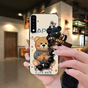 Dirt-resistant Black pearl pendant Phone Case For LG Stylo7 4G Anti-knock Simplicity phone case Waterproof cute silicone Bear bracelet Back Cover Cartoon soft case protective case