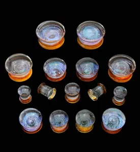 Sunset Cosmos Glass Double Flare Plugs
