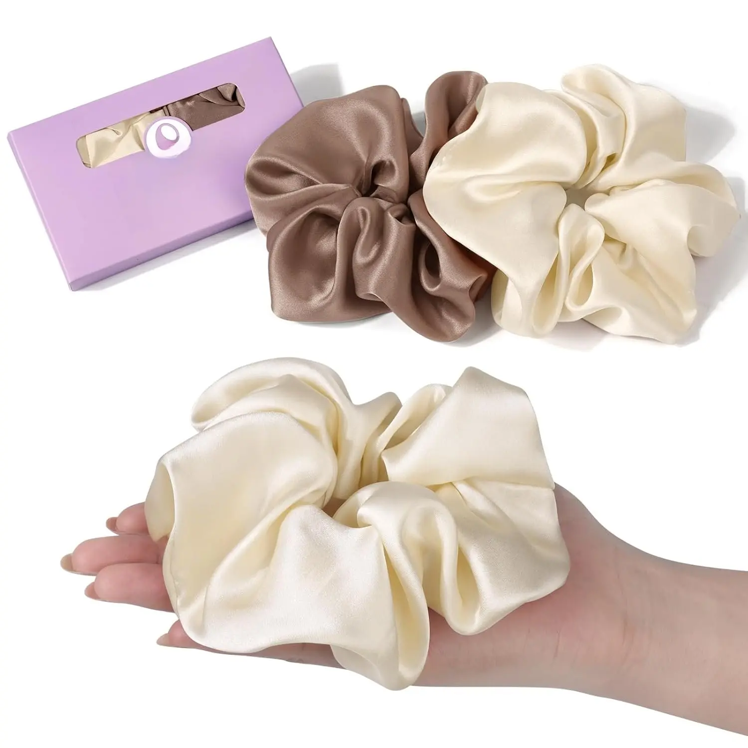 Silk Scrunchies   Mulberry: Large for Long Thick Hair, Soft and Smooth for No  Hair Care Sleeping,  Fashion