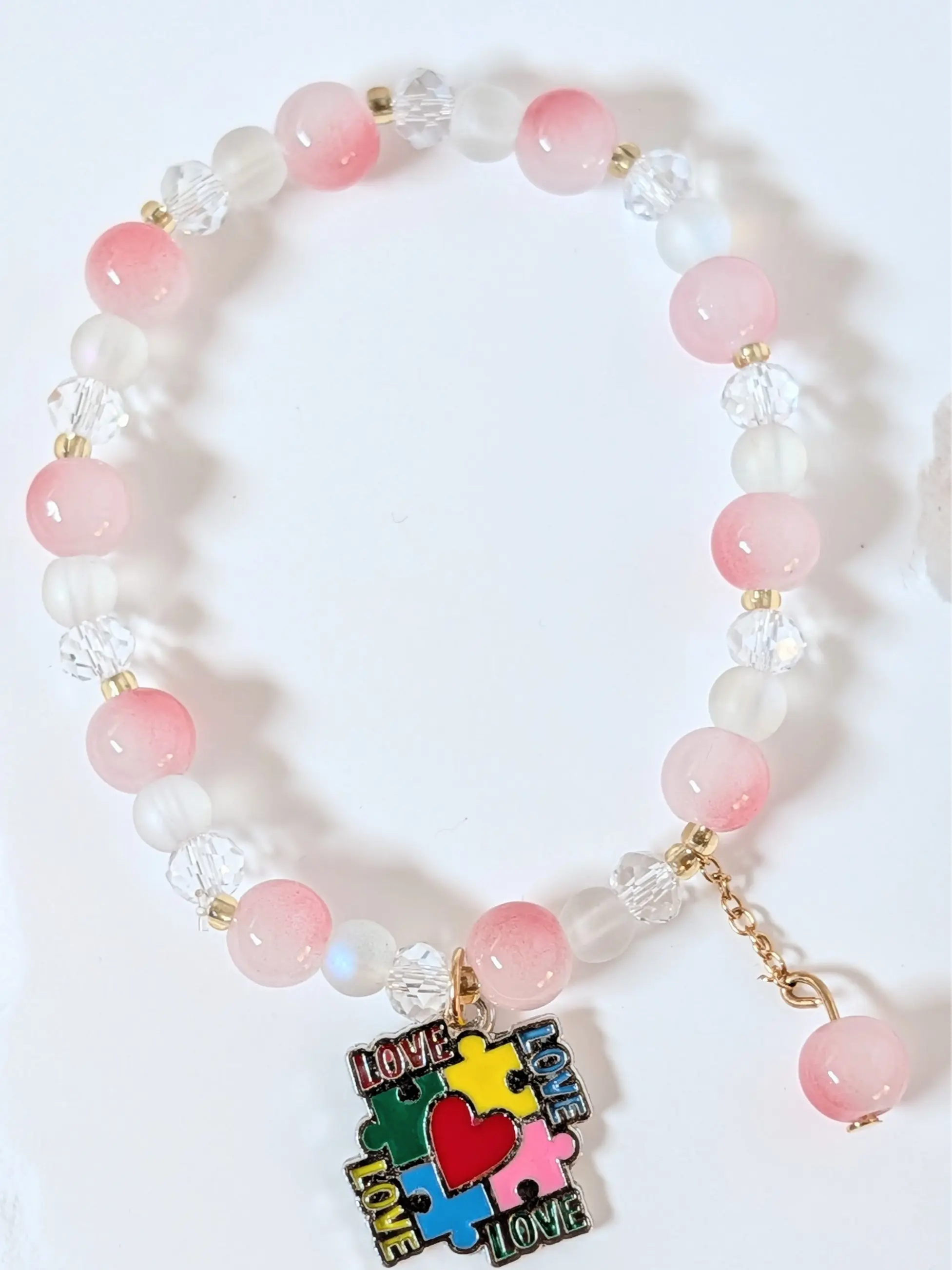 Beaded "Pieces of My Heart" Bracelets with Puzzle Piece Charm, Unisex Stackable Arm Candy Accessories for Autism Awareness, Symbolic Love Gift, Romance, Heart Pieces