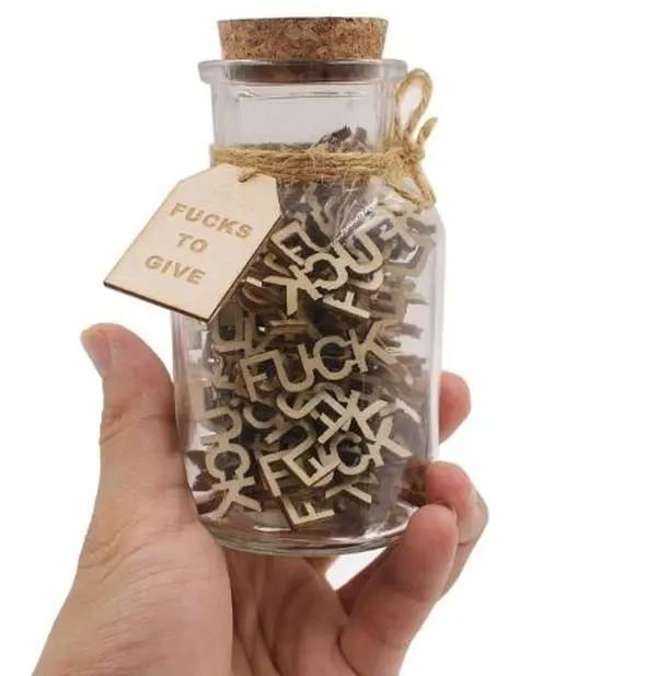 Gift Jar,Fuc ks to Give,Fuc k Wooden Cutout Letter Piece Bad Mood Vent Spoof Birthday Day,Holiday, Thanksgiving Christmas Gifts to Friend,gag Funny Gift