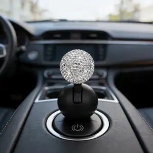 New Rhinestone Car One-Button Start Joystick Ball Creative Personalized Full Diamond Ball Lever Car Starter Cover