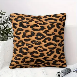 Sweet and Cool Edgy Style Throw Pillow with Inner Cushion, 45cm Square Pillow, 3D Glossy Yellow and Black Leopard Print Pattern, Soft Comfortable Decor for Bedroom & Sofa, Bedroom Decorative Accessories, Trendy and Cool Soft Furnishing
