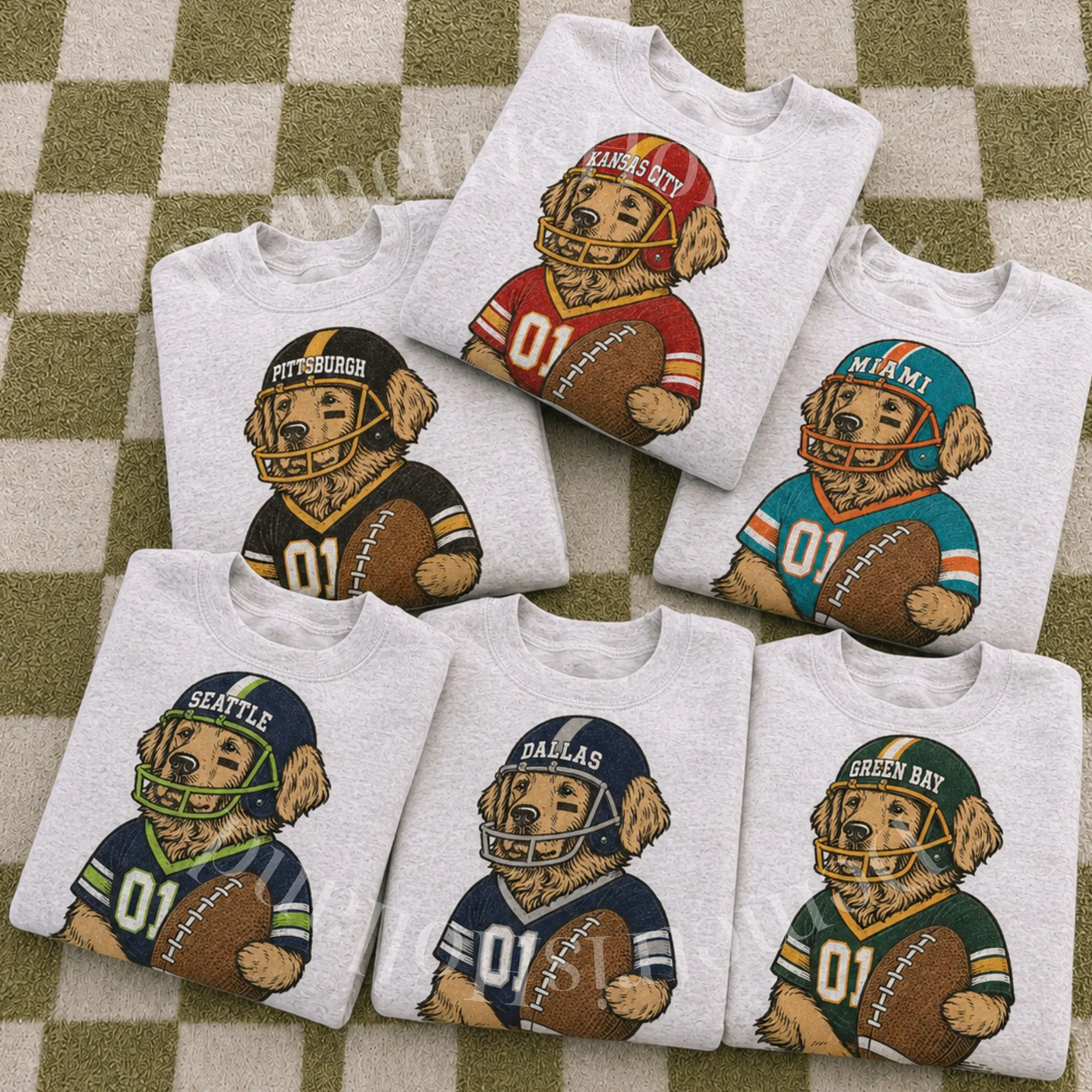 All Team Football Dog Sweatshirt, Game Day Sweatshirt, Cute Puppy with Football Graphic Sweatshirt, Sunday Football Cewneck, College Football Shirt, Fall Sport Season Shirt