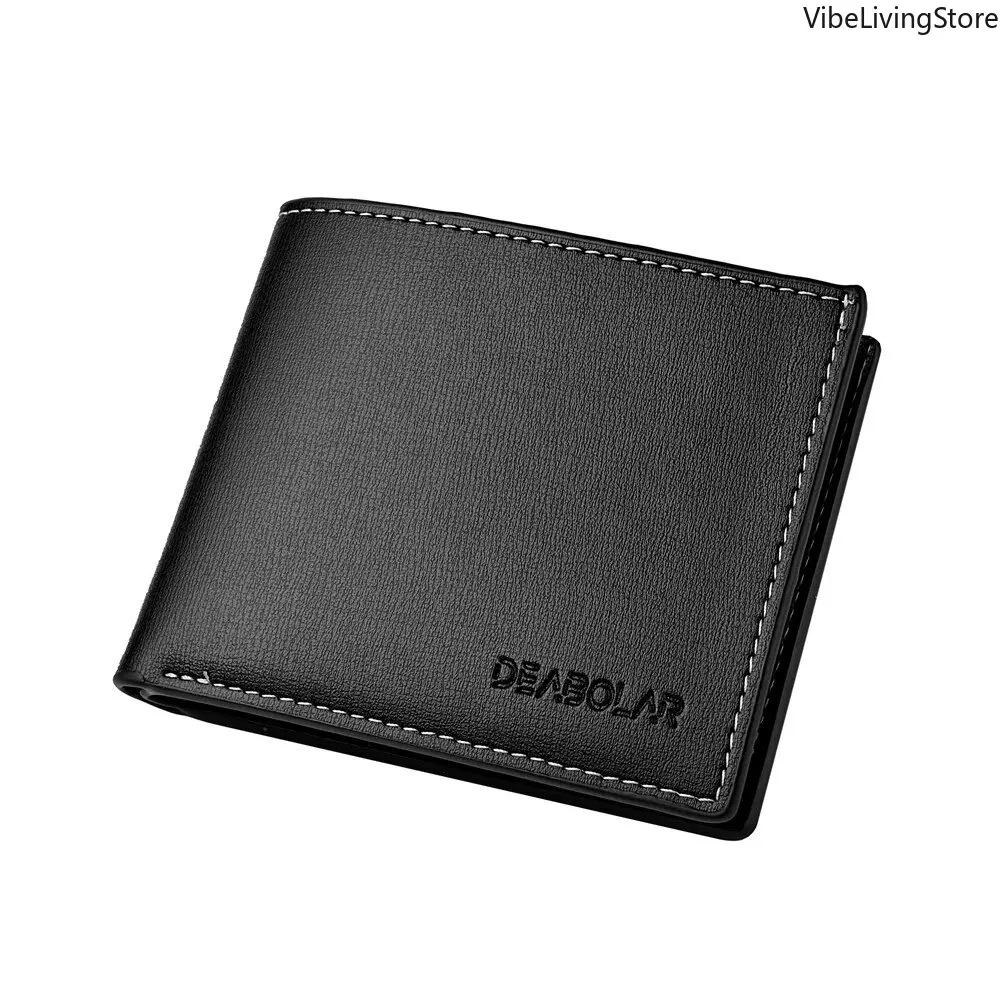 Men's Minimalist Bifold PU Leather Lightweight Chic Wallet - Black, Polyester Coin Purse, Elegant Fashion Business Credit Card Holder, Luggage & Bags Accessory, Gifts for Boyfriend Dad Father's Day Gift, Men's Accessories