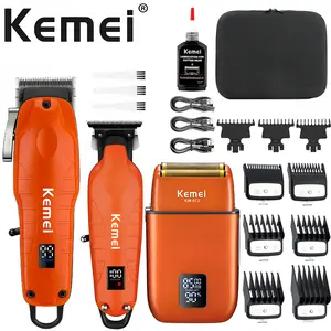 3PCS Hair Clipper Kit | USB Rechargeable Clipper + Scissors + Adjustable Combs | LED Screen, Quiet Motor, Easy for Beginners