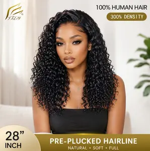 IFLY 13x6 Deep Wave Lace Front Wigs Human Hair 200% Density 26 Inch Curly Human Hair Wig for Women Natural Black HD Transparent Lace Frontal Wigs Human Hair Pre Plucked  | burmese curly bundles | frieda wig | soft locs | butterfly weft extension