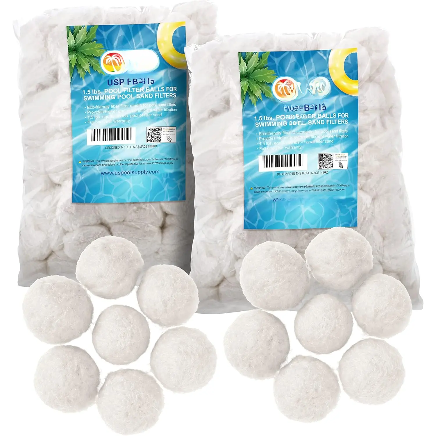3.0 lbs  Filter Balls -  Fiber Filter Media for Swimming  Sand Filters (Equals 100 lbs  Filter Sand) - Higher & More Efficient Filtration Sand Replacement
