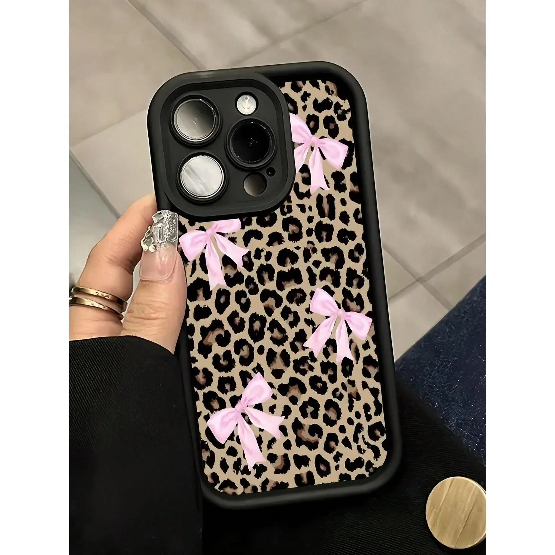 Luxurious Bow-Decorated Cheetah Print TPU Smartphone Case - Waterproof, Shockproof, Drop-Resistant, Scratch-Resistant Protection Cover Casing for iPhone 17,16,15,14,13,12,11 Pro Max,X,XS,XS Max,Mini Series Cellphone Accessories,summerwins,Crash-Proof, Sil