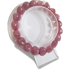 Lavender Rose Quartz Heart Bracelet for Women Natural Crystal Healing Energy Stretchy String Comfortable Fit Stylish & Versatile