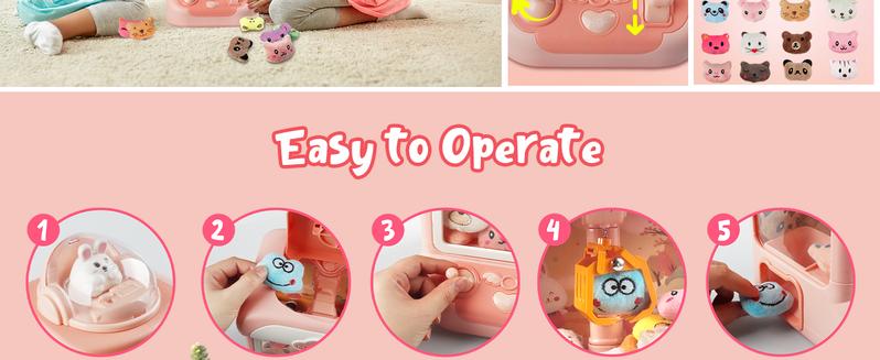 Claw Machine for Kids Mini Vending Machine Candy Grabber Prize Dispenser Toys for Girls Electronic Arcade Claw Game Machine with Lights Sound Rabbit Claw Ideal for Parties Birthdays