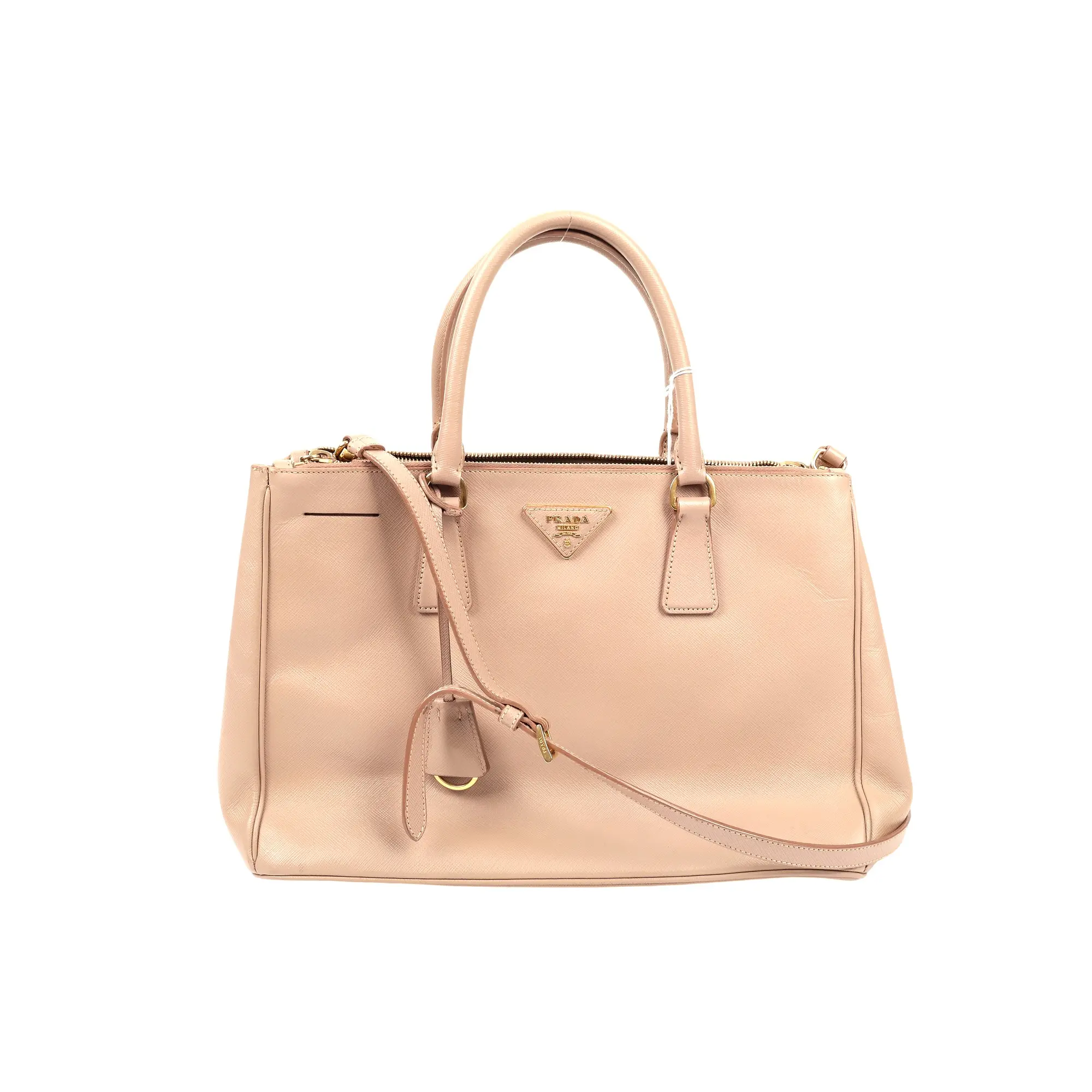 Pre-owned PRADA leather tote bags Saffiano Galleria Double Zip Convertible Tote Bag (27621)