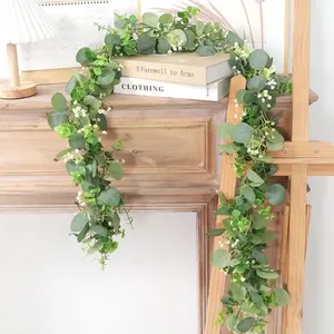 2pcs Artificial Eucalyptus Wreaths, Silk Leaf Mimicry, Silver Color Leaves, Handmade, Wedding Background, Indoor Outdoor Arch Wall Decor