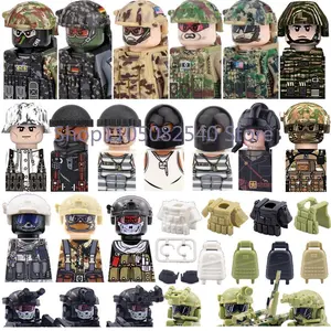 Military MOC Special Forces Figure Building Blocks Weapons SWAT Ghost Commando Police Bandits Snowsoldier Army Gun Toy Gift Z012