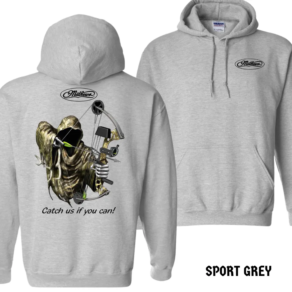 Grim Reaper Archery Hoodie - Mathews Camo Bow Hunting Sweatshirt, Outdoor Graphic Hoodie for Hunters, Archers & Country Lifestyle