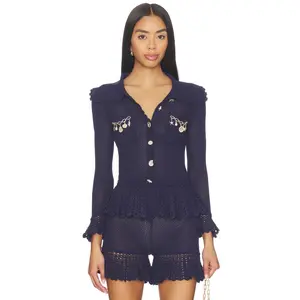 self-portrait Navy Self Embellished Cardigan in Navy