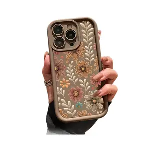 Classic Floral Pattern Stepped Case for iPhone 17 Pro Max 15 Shockproof Protective Cover