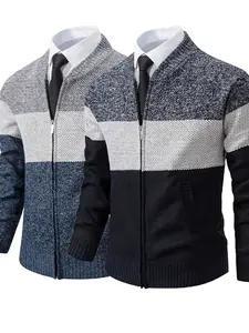 Men's 2-Pack Patchwork Knit Sweater, Long Sleeve Loose-Fitting, Casual Fall & Winter Wear, Warm Breathable Fabric, Side Pockets, Pull-On Closure, Knitwear