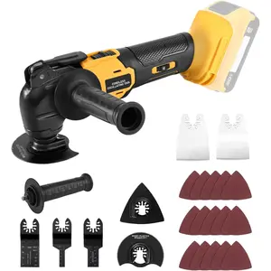 Cordless Oscillating Tool, Brushless Orbiting Tool Compatible with De-Walt 20V , 23 count Multi-Tool Kit with Auxiliary Handle for , Scraping, Sanding, 6 Variable Speed (Tools Only)