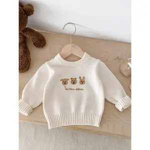 Knitted Sweater for Baby Boys And Girls, Autumn Round Neck Pullover for Infants, Warm Base Layer T-Shirt.