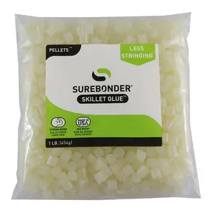 Surebonder B-2001 Less Stringing Skillet Glue Cube Pellets for Crafts and Floral Projects, 1 lb Bag, Use in Surebonder Hot Glue Skillets, Cream Color