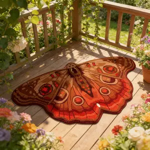 Modern Farmhouse Natural Insect Gradient Decorative Rug, Washable Easy Clean Plush Carpet for Living Room Bedroom Balcony Outdoor