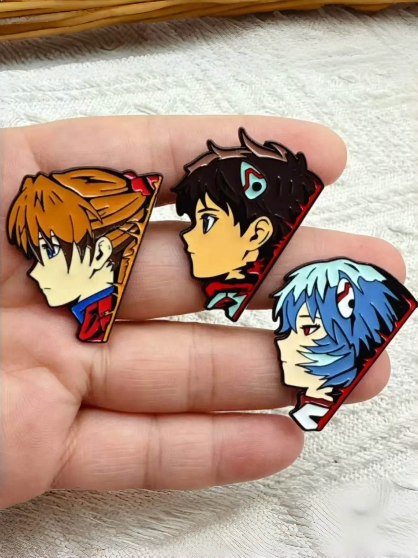 Creative Japanese Anime Neon Genesis Evangelion Pin Cartoon Asuka Langley Soryu & Rei Ayanami Metal Badge, Lapel Pins, Lapel Brooch, Anime Collectible Jewelry, Durable Metal Pins