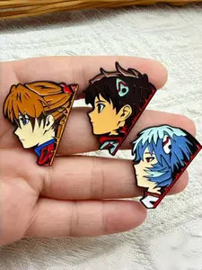 Creative Japanese Anime Evangelion Pin Cartoon Ayanami Rei & Makita Nagisa Metal Badge, Anime Cosplay Accessory, Collectible Item