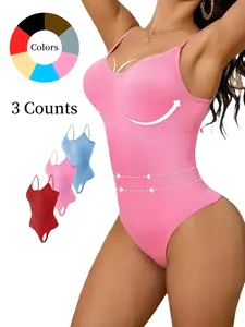 Women's Adjustable Strap Spaghetti Strap Shapewear Bodysuit, Thong Design, Basic Shaping Tank Top, Tummy Control, All Seasons Wear, Everyday