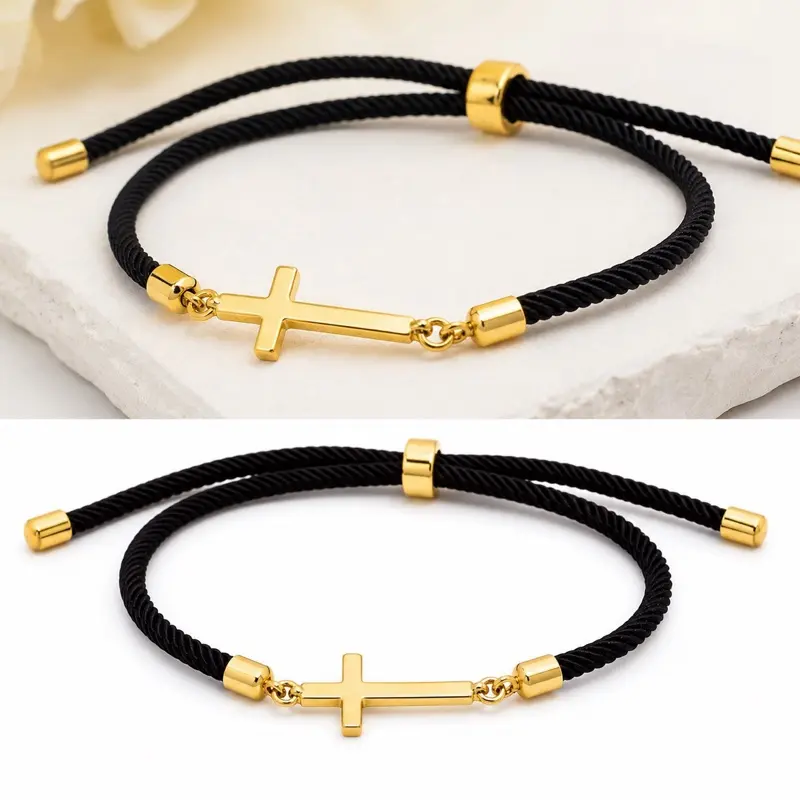 Santiago jewelry #302 Minimalist Cross Rope Bracelet