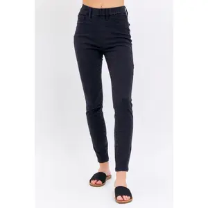 Judy Blue High Waist Pull-On Shield Pockets Black Skinny Denim Jeans 88581