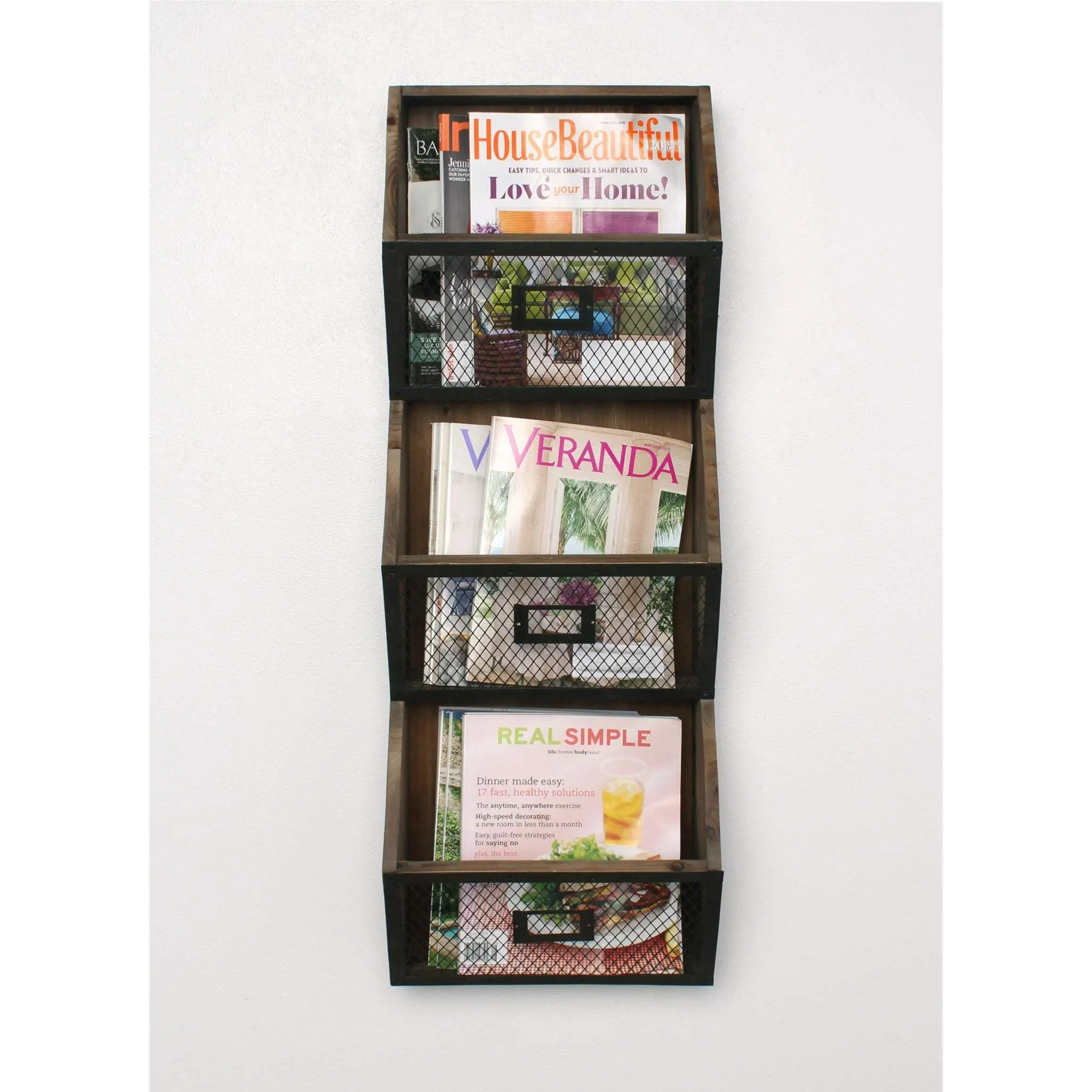 Burdock Wood and Metal Wall Storage Pockets
