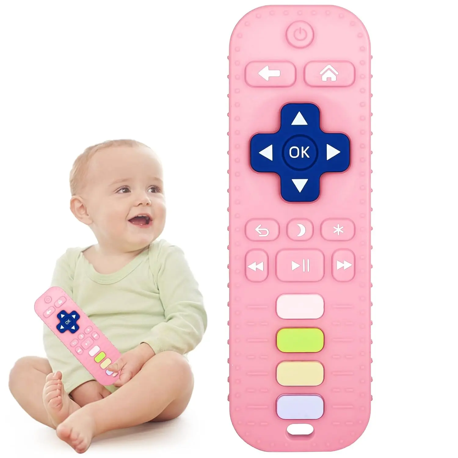 Silicone Remote Teethers Baby Teething Toys, TV Remote Teether  3-6-12-18 Months Babies Infant Toddlers Baby Teething Relief Chew Toys BPA Free