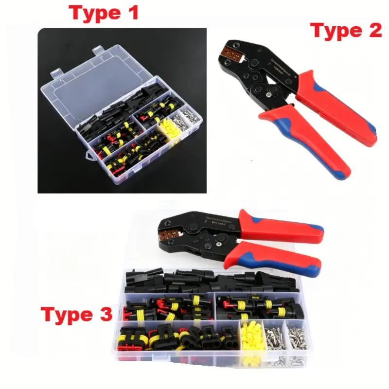 352Pcs Waterproof Connector Set Electrical Connector Terminals Durable Reliable Connectors Automotive Electrical Wire Connectors 1/2/3/4 Pin Connector with Crimping Tool Cable Connector Kit